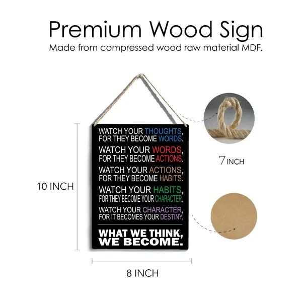Multicolor_Inspirational_Quote_Wood_Sign_What_We_Think_We_Become_Wooden_Signs_Rustic_Motivational_Hanging_Plaque_Home_Wall_Art_8"_X_10"_Sign_Wall_Decor_|_For_Home_Office
