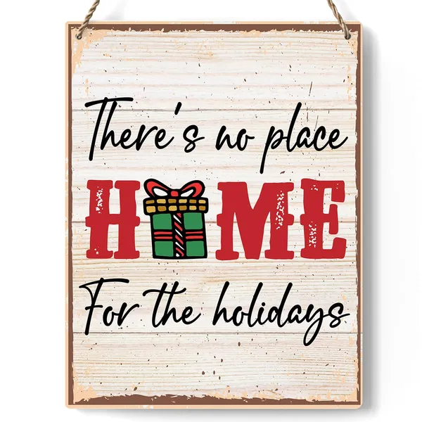 Multicolor_There'S_No_Place_Like_Home_|_For_The_Holidays_Christmas_Vibes_Decorations_Wood_Sign_Winter_Decoration_Rustic_Hanging_Plaque_Home_Wall_Art_8"_X_10"_Sign_Wall_Decor_|_For_Farmhouse_Home_Kitchen
