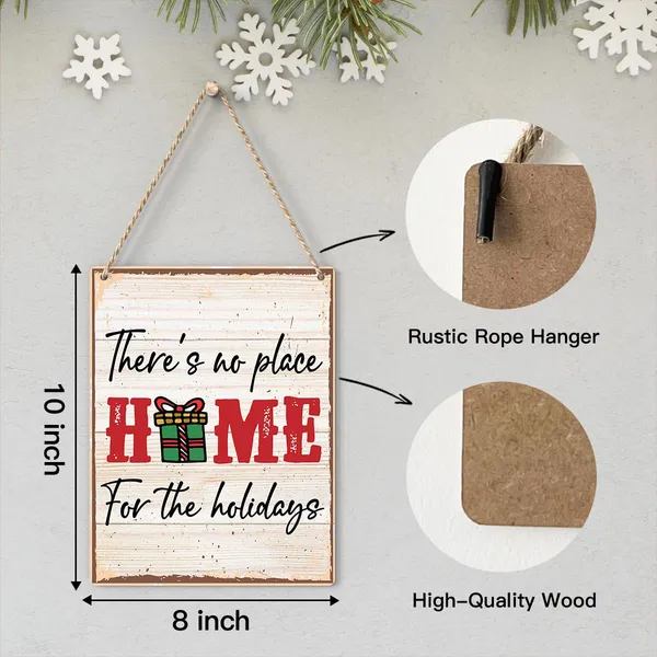 Multicolor_There'S_No_Place_Like_Home_|_For_The_Holidays_Christmas_Vibes_Decorations_Wood_Sign_Winter_Decoration_Rustic_Hanging_Plaque_Home_Wall_Art_8"_X_10"_Sign_Wall_Decor_|_For_Farmhouse_Home_Kitchen