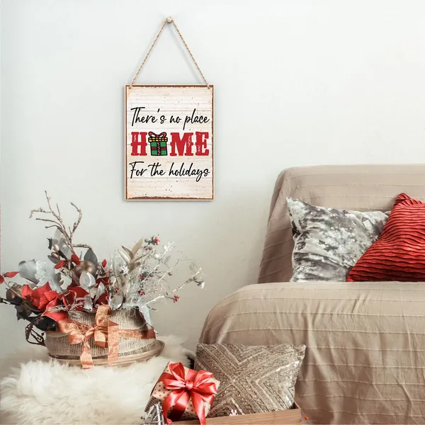 Multicolor_There'S_No_Place_Like_Home_|_For_The_Holidays_Christmas_Vibes_Decorations_Wood_Sign_Winter_Decoration_Rustic_Hanging_Plaque_Home_Wall_Art_8"_X_10"_Sign_Wall_Decor_|_For_Farmhouse_Home_Kitchen