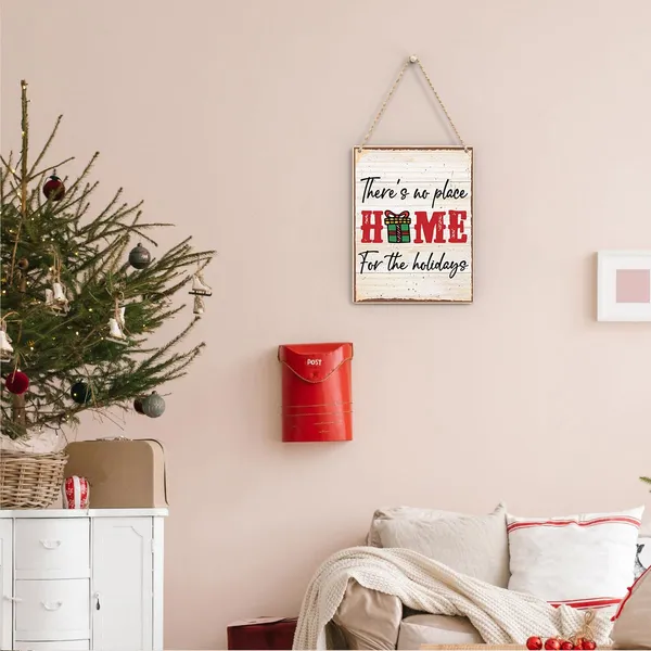 Multicolor_There'S_No_Place_Like_Home_|_For_The_Holidays_Christmas_Vibes_Decorations_Wood_Sign_Winter_Decoration_Rustic_Hanging_Plaque_Home_Wall_Art_8"_X_10"_Sign_Wall_Decor_|_For_Farmhouse_Home_Kitchen
