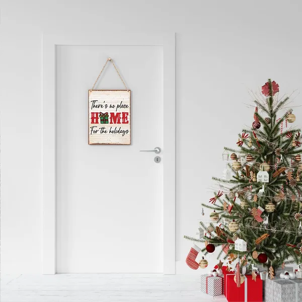 Multicolor_There'S_No_Place_Like_Home_|_For_The_Holidays_Christmas_Vibes_Decorations_Wood_Sign_Winter_Decoration_Rustic_Hanging_Plaque_Home_Wall_Art_8"_X_10"_Sign_Wall_Decor_|_For_Farmhouse_Home_Kitchen