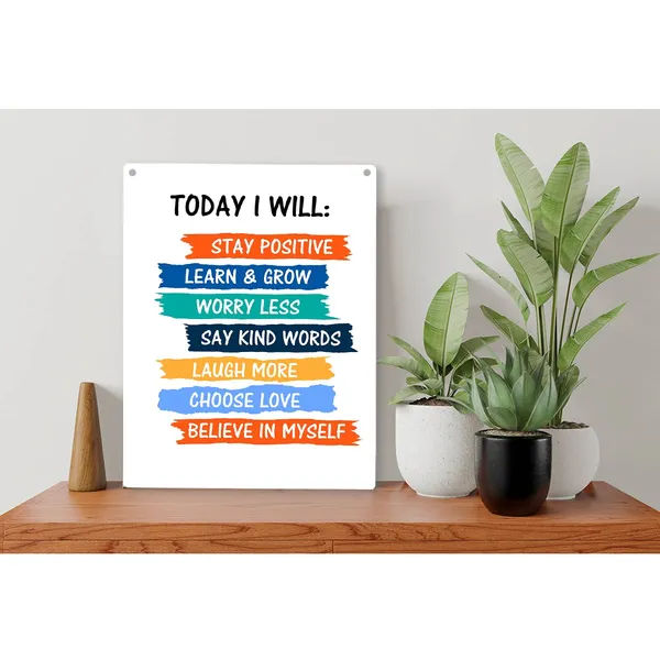 Multicolor_Today_I_Will_Stay_Positive_Wood_Sign_Kids_Affirmation_Wooden_Signs_Rustic_Hanging_Plaque_Home_Wall_Art_"8_X_10",_Perfect_Sign_Wall_Decor_|_For_Nursery_Homeschool