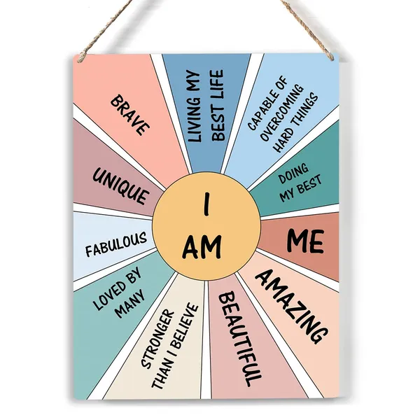 Multicolor_I_Am_Positive_Affirmations_Wood_Sign_Mental_Health_Wooden_Signs_Rustic_Hanging_Plaque_Home_Office_Wall_Art_"8_X_10",_Perfect_Sign_Wall_Decor_|_For_Home_Therapist_Office