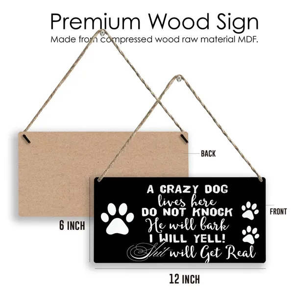 Multicolor_A_Crazy_Dog_Lives_Here_Do_Not_Knock_Wood_Sign_Dog_Lovers_Wooden_Signs_Rustic_Hanging_Plaque_Home_Wall_Art_12"_X_6"_Sign_Wall_Decor_|_For_Home