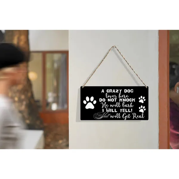 Multicolor_A_Crazy_Dog_Lives_Here_Do_Not_Knock_Wood_Sign_Dog_Lovers_Wooden_Signs_Rustic_Hanging_Plaque_Home_Wall_Art_12"_X_6"_Sign_Wall_Decor_|_For_Home