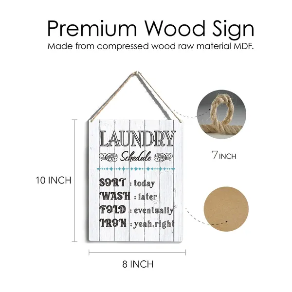 Multicolor_Rustic_Laundry_Schedule_Wood_Sign_The_Laundry_Rules_Wooden_Signs_Rustic_Hanging_Plaque_Home_Wall_Art_"8_X_10",_Perfect_Sign_Wall_Decor_|_For_Bathroom_Laundry_Room