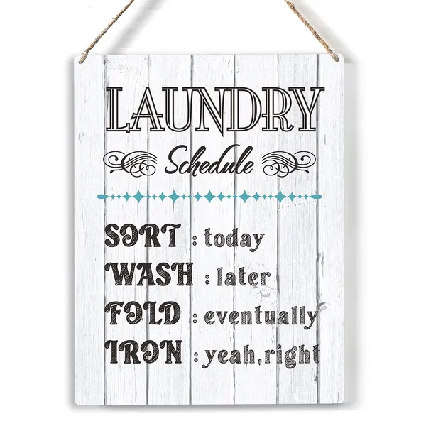 Multicolor_Rustic_Laundry_Schedule_Wood_Sign_The_Laundry_Rules_Wooden_Signs_Rustic_Hanging_Plaque_Home_Wall_Art_"8_X_10",_Perfect_Sign_Wall_Decor_|_For_Bathroom_Laundry_Room