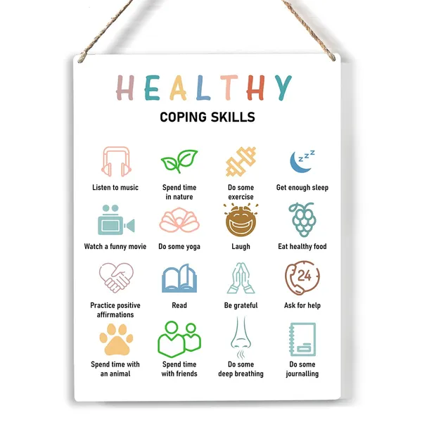 Multicolor_Healthy_Coping_Skills_Wood_Sign_Mental_Health_Wooden_Signs_Rustic_Hanging_Plaque_Home_Office_Wall_Art_"8_X_10",_Perfect_Sign_Wall_Decor_|_For_Home_Therapist_Office