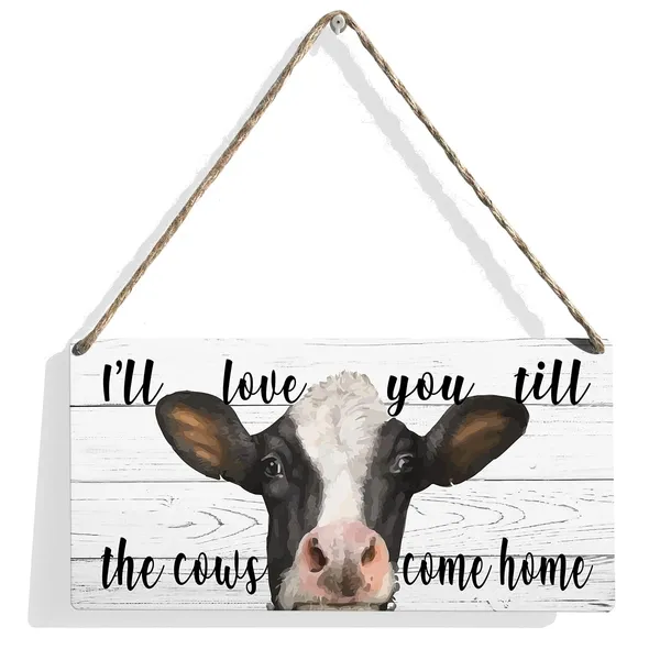 Multicolor_I_Will_Love_You_Till_The_Cows_Come_Home_Wood_Sign_Cow_Wooden_Signs_Rustic_Hanging_Plaque_Home_Wall_Art_12"_X_6"_Sign_Wall_Decor_|_For_Home