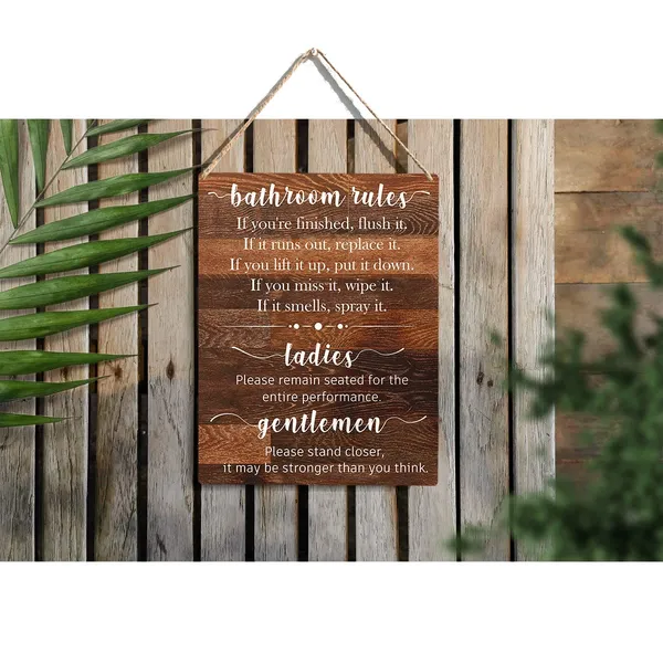 Multicolor_Bathroom_Rules_Please_Remain_Seated_Wood_Sign_Bathroom_Wooden_Signs_Rustic_Hanging_Plaque_Home_Wall_Art_8"_X_10"_Sign_Wall_Decor_|_For_Home