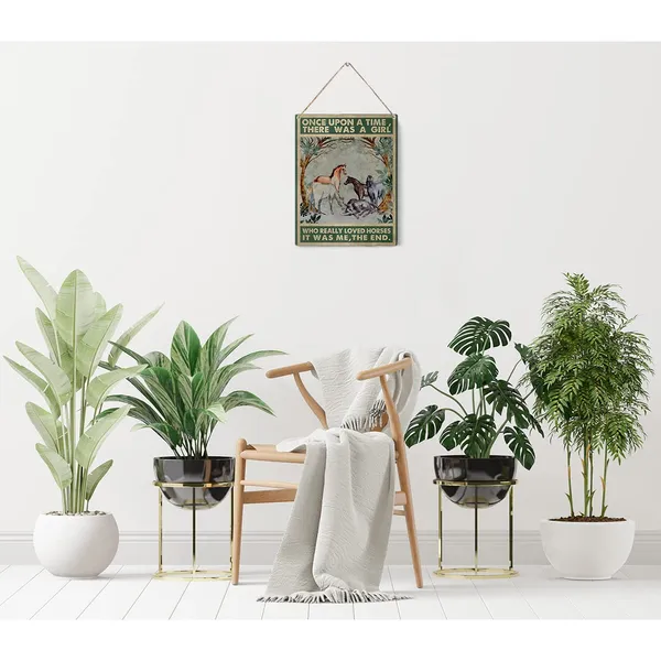 Multicolor_Retro_Once_Upon_A_Time_Girl_Horses_Wood_Sign_Horse_Wooden_Signs_Rustic_Hanging_Plaque_Home_Wall_Art_"8_X_10"_Perfect_Horse_Lover_Sign_Wall_Decor_|_For_Home