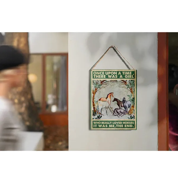 Multicolor_Retro_Once_Upon_A_Time_Girl_Horses_Wood_Sign_Horse_Wooden_Signs_Rustic_Hanging_Plaque_Home_Wall_Art_"8_X_10"_Perfect_Horse_Lover_Sign_Wall_Decor_|_For_Home