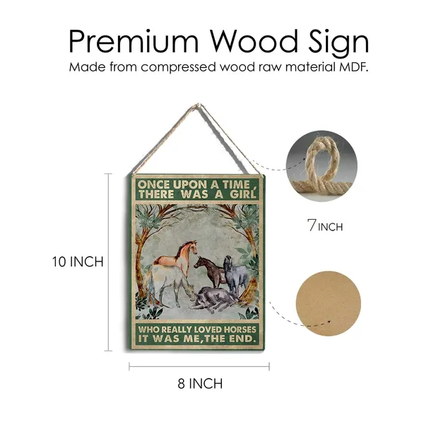 Multicolor_Retro_Once_Upon_A_Time_Girl_Horses_Wood_Sign_Horse_Wooden_Signs_Rustic_Hanging_Plaque_Home_Wall_Art_"8_X_10"_Perfect_Horse_Lover_Sign_Wall_Decor_|_For_Home