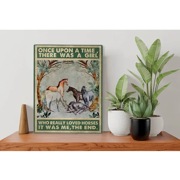 Multicolor_Retro_Once_Upon_A_Time_Girl_Horses_Wood_Sign_Horse_Wooden_Signs_Rustic_Hanging_Plaque_Home_Wall_Art_"8_X_10"_Perfect_Horse_Lover_Sign_Wall_Decor_|_For_Home