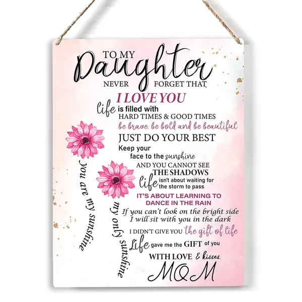 Multicolor_Daughter_You_Are_My_Sunshine_Wood_Sign_To_My_Daughter_Flowers_Wooden_Signs_Rustic_Hanging_Plaque_Home_Wall_Art_"8_X_10"_Floral_Daughter_Sign_Wall_Decor_|_For_Home_Bedroom