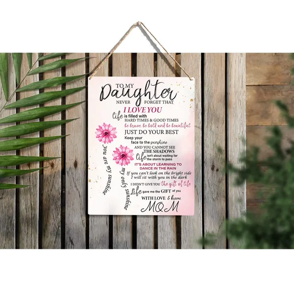 Multicolor_Daughter_You_Are_My_Sunshine_Wood_Sign_To_My_Daughter_Flowers_Wooden_Signs_Rustic_Hanging_Plaque_Home_Wall_Art_"8_X_10"_Floral_Daughter_Sign_Wall_Decor_|_For_Home_Bedroom