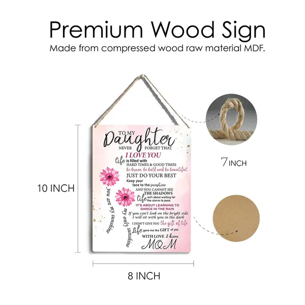 Multicolor_Daughter_You_Are_My_Sunshine_Wood_Sign_To_My_Daughter_Flowers_Wooden_Signs_Rustic_Hanging_Plaque_Home_Wall_Art_"8_X_10"_Floral_Daughter_Sign_Wall_Decor_|_For_Home_Bedroom