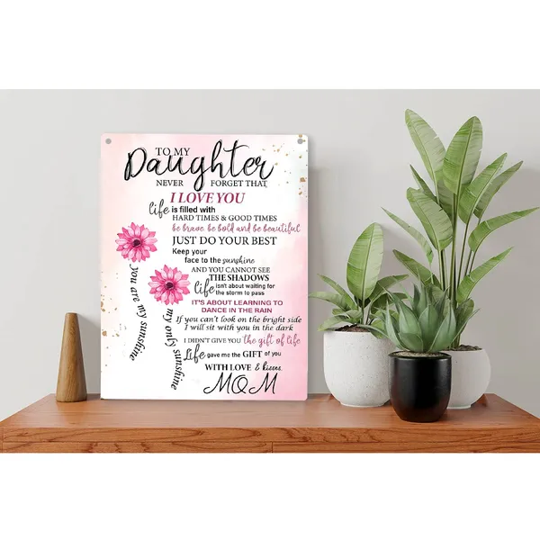 Multicolor_Daughter_You_Are_My_Sunshine_Wood_Sign_To_My_Daughter_Flowers_Wooden_Signs_Rustic_Hanging_Plaque_Home_Wall_Art_"8_X_10"_Floral_Daughter_Sign_Wall_Decor_|_For_Home_Bedroom