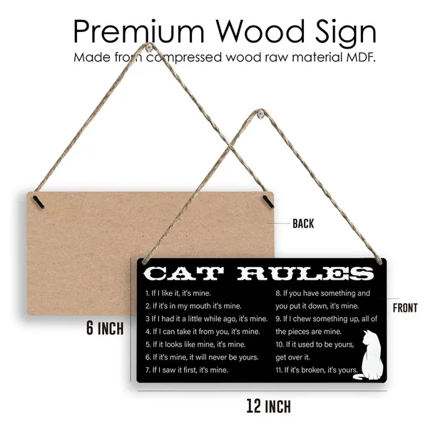 Multicolor_Cat_Rules_If_It'S_In_My_Mouth_It'S_Mine_Wood_Sign_Cat_Lovers_Wooden_Signs_Rustic_Hanging_Plaque_Home_Wall_Art_12"_X_6"_Sign_Wall_Decor_|_For_Home