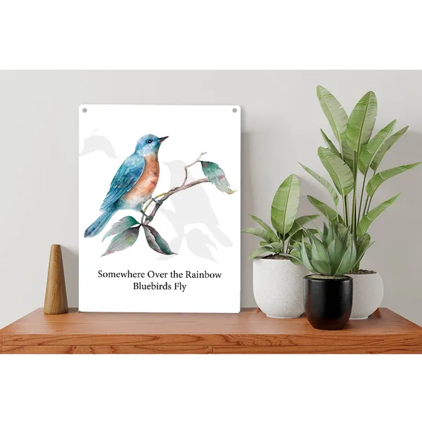 Multicolor_Somewhere_Over_The_Rainbow_Wood_Sign_Bluebirds_Wooden_Signs_Rustic_Hanging_Plaque_Home_Office_Wall_Art_"8_X_10"_Sign_Wall_Decor