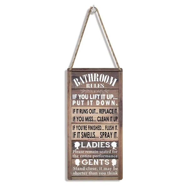 Multicolor_Bathroom_Rules_Wood_Sign_If_You_Lift_It_Up_Put_It_Down_Wooden_Signs_Rustic_Hanging_Plaque_Home_Wall_Art_6"_X_12"_Sign_Wall_Decor_|_For_Home_Bathroom