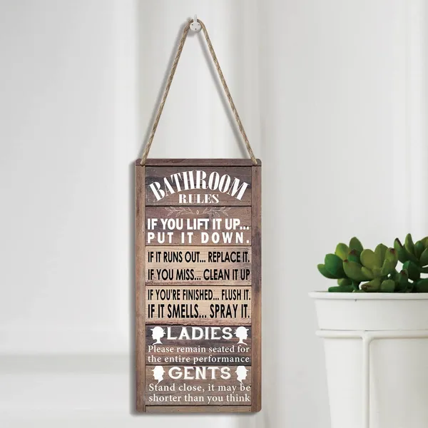 Multicolor_Bathroom_Rules_Wood_Sign_If_You_Lift_It_Up_Put_It_Down_Wooden_Signs_Rustic_Hanging_Plaque_Home_Wall_Art_6"_X_12"_Sign_Wall_Decor_|_For_Home_Bathroom