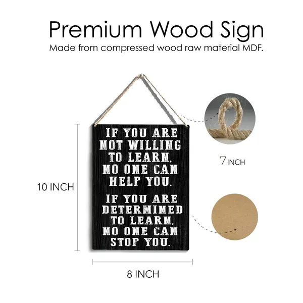 Multicolor_If_You_Are_Determined_To_Learn_Wood_Sign_Inspirational_Quote_Wooden_Signs_Rustic_Hanging_Plaque_Home_Wall_Art_8"_X_10"_Sign_Wall_Decor_|_For_Home_Office_Classroom