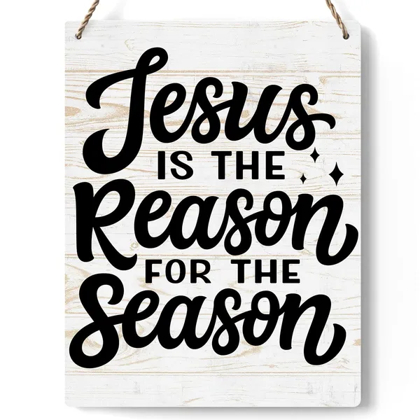 Multicolor_Rustic_Christmas_Sign_Jesus_Is_The_Reason_|_For_The_Season_Decor_Sign_Winter_Decoration_Wooden_Signs_Rustic_Hanging_Plaque_Home_Wall_Art_8"_X_10"_Sign_Wall_Decor_|_For_Farmhouse_Home_Kitchen