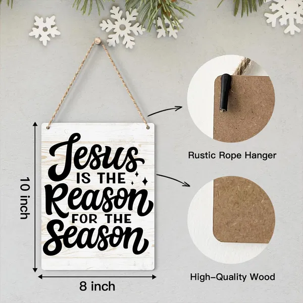 Multicolor_Rustic_Christmas_Sign_Jesus_Is_The_Reason_|_For_The_Season_Decor_Sign_Winter_Decoration_Wooden_Signs_Rustic_Hanging_Plaque_Home_Wall_Art_8"_X_10"_Sign_Wall_Decor_|_For_Farmhouse_Home_Kitchen