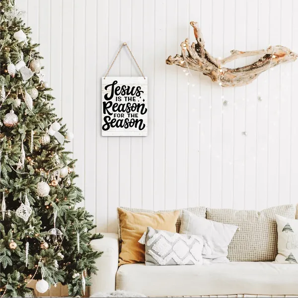 Multicolor_Rustic_Christmas_Sign_Jesus_Is_The_Reason_|_For_The_Season_Decor_Sign_Winter_Decoration_Wooden_Signs_Rustic_Hanging_Plaque_Home_Wall_Art_8"_X_10"_Sign_Wall_Decor_|_For_Farmhouse_Home_Kitchen