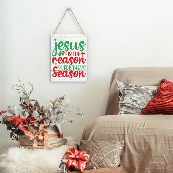 Multicolor_Christmas_Jesus_Is_The_Reason_|_For_The_Season_Hanging_Sign_Nativity_Cross_Decorations_Rustic_Hanging_Plaque_Home_Wall_Art_8"_X_10"_Sign_Wall_Decor_|_For_Farmhouse_Home_Kitchen