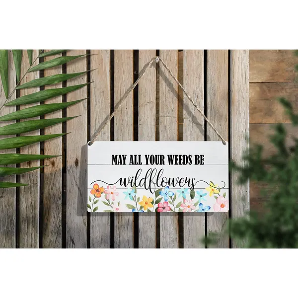 Multicolor_May_All_Your_Weeds_Be_Wildflowers_Wood_Sign_Colorful_Floral_Wooden_Signs_Rustic_Hanging_Plaque_Home_Wall_Art_12"_X_6"_Sign_Wall_Decor_|_For_Home
