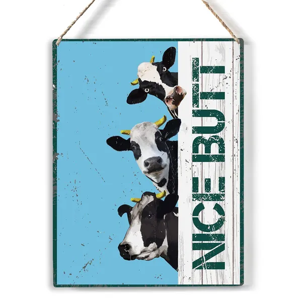 Multicolor_Bathroom_Quote_Wood_Sign_Cows_Wooden_Signs_Rustic_Hanging_Plaque_Home_Wall_Art_"8_X_10",_Nice_Sign_Wall_Decor_|_For_Home_Bathroom_Restroom_Toilet