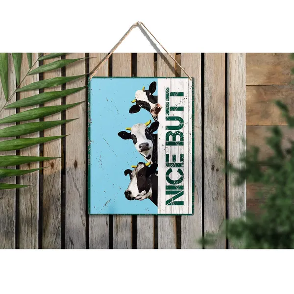Multicolor_Bathroom_Quote_Wood_Sign_Cows_Wooden_Signs_Rustic_Hanging_Plaque_Home_Wall_Art_"8_X_10",_Nice_Sign_Wall_Decor_|_For_Home_Bathroom_Restroom_Toilet