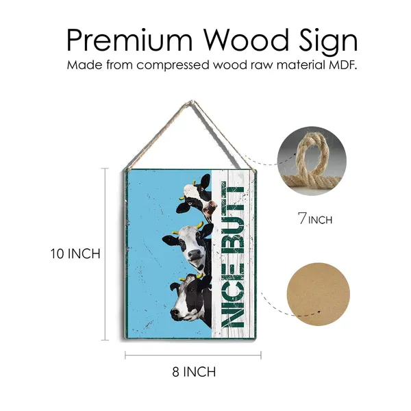 Multicolor_Bathroom_Quote_Wood_Sign_Cows_Wooden_Signs_Rustic_Hanging_Plaque_Home_Wall_Art_"8_X_10",_Nice_Sign_Wall_Decor_|_For_Home_Bathroom_Restroom_Toilet