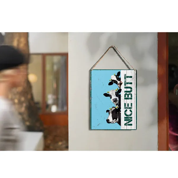 Multicolor_Bathroom_Quote_Wood_Sign_Cows_Wooden_Signs_Rustic_Hanging_Plaque_Home_Wall_Art_"8_X_10",_Nice_Sign_Wall_Decor_|_For_Home_Bathroom_Restroom_Toilet