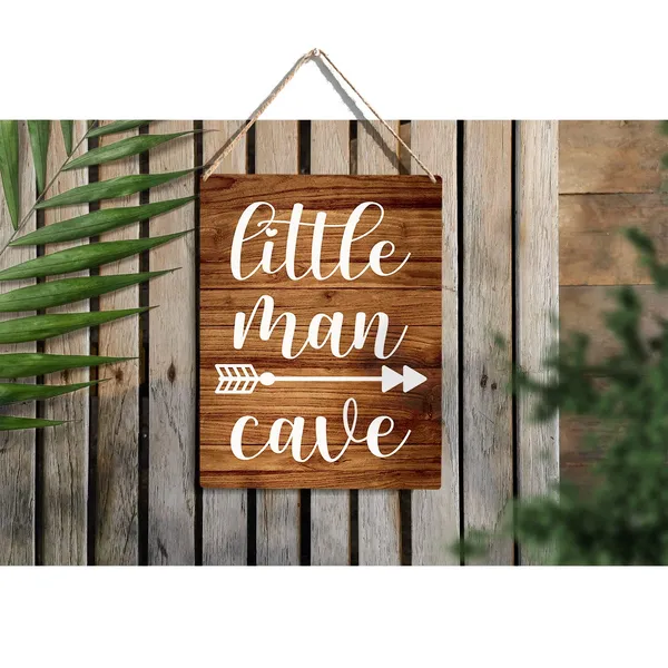 Multicolor_Little_Man_Cave_Wood_Sign_Man_Cave_Theme_Wooden_Signs_Rustic_Hanging_Plaque_Home_Wall_Art_8"_X_10"_Sign_Wall_Decor_|_For_Home_Kids_Bedroom