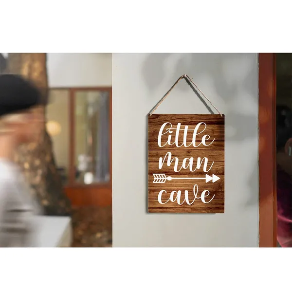 Multicolor_Little_Man_Cave_Wood_Sign_Man_Cave_Theme_Wooden_Signs_Rustic_Hanging_Plaque_Home_Wall_Art_8"_X_10"_Sign_Wall_Decor_|_For_Home_Kids_Bedroom