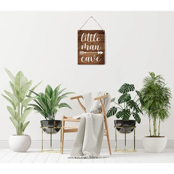 Multicolor_Little_Man_Cave_Wood_Sign_Man_Cave_Theme_Wooden_Signs_Rustic_Hanging_Plaque_Home_Wall_Art_8"_X_10"_Sign_Wall_Decor_|_For_Home_Kids_Bedroom