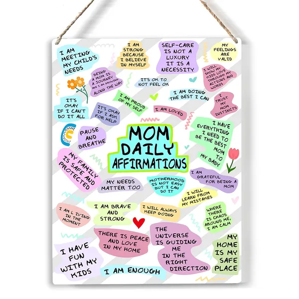 Multicolor_Motivational_Mother_Wood_Sign_Mom_Daily_Affirmations_Wooden_Signs_Rustic_Hanging_Plaque_Home_Wall_Art_"8_X_10",_Perfect_Mother_Sign_Wall_Decor_|_For_Home_Bedroom