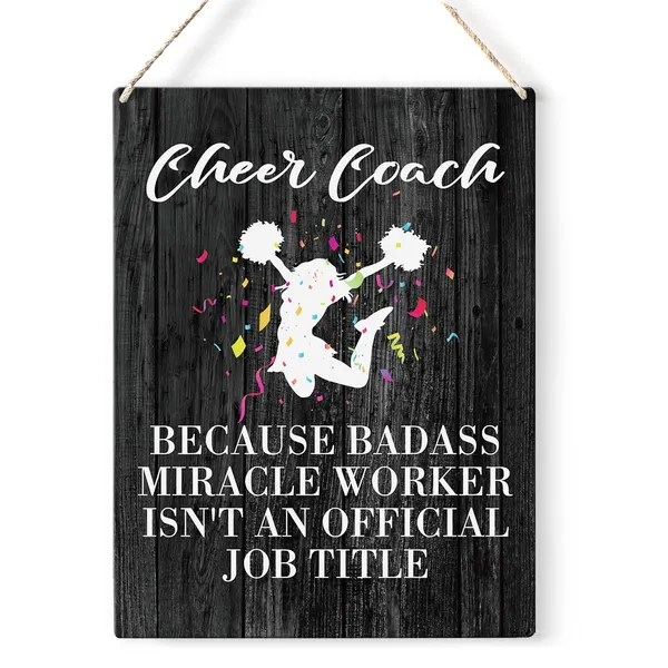Multicolor_Cheer_Coach_Quote_Wood_Sign_Cheer_Coach_Because_Badass_Miracle_Worker_Wooden_Signs_Rustic_Hanging_Plaque_Home_Wall_Art_8"_X_10"_Sign_Wall_Decor_|_For_Home
