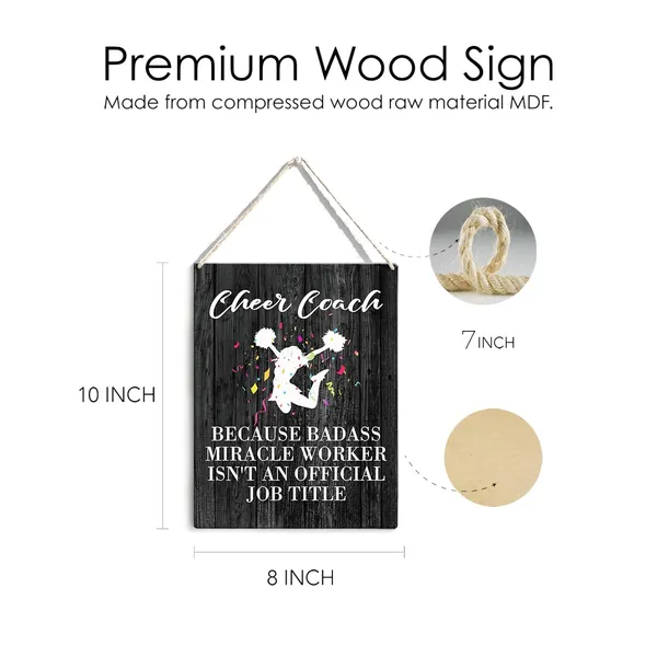 Multicolor_Cheer_Coach_Quote_Wood_Sign_Cheer_Coach_Because_Badass_Miracle_Worker_Wooden_Signs_Rustic_Hanging_Plaque_Home_Wall_Art_8"_X_10"_Sign_Wall_Decor_|_For_Home