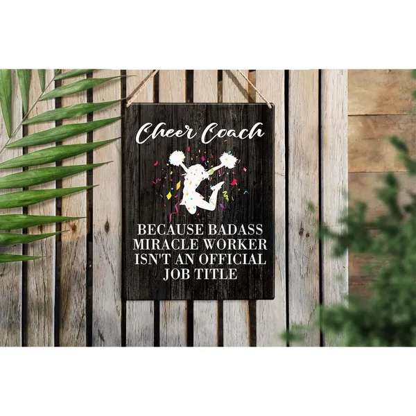 Multicolor_Cheer_Coach_Quote_Wood_Sign_Cheer_Coach_Because_Badass_Miracle_Worker_Wooden_Signs_Rustic_Hanging_Plaque_Home_Wall_Art_8"_X_10"_Sign_Wall_Decor_|_For_Home