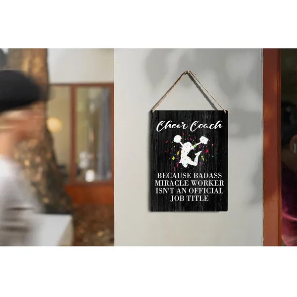 Multicolor_Cheer_Coach_Quote_Wood_Sign_Cheer_Coach_Because_Badass_Miracle_Worker_Wooden_Signs_Rustic_Hanging_Plaque_Home_Wall_Art_8"_X_10"_Sign_Wall_Decor_|_For_Home