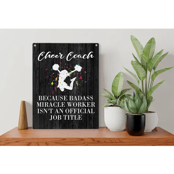 Multicolor_Cheer_Coach_Quote_Wood_Sign_Cheer_Coach_Because_Badass_Miracle_Worker_Wooden_Signs_Rustic_Hanging_Plaque_Home_Wall_Art_8"_X_10"_Sign_Wall_Decor_|_For_Home