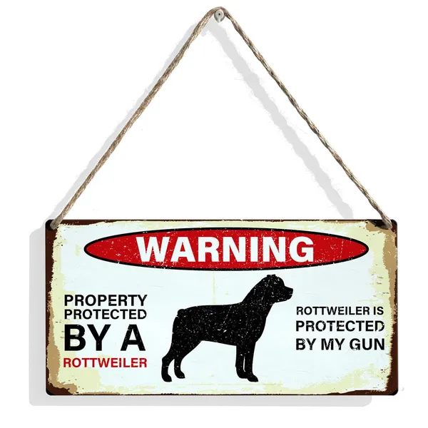 Multicolor_Warning_Property_Protected_By_A_Rottweiler_Wood_Sign_Rottweiler_Wooden_Signs_Rustic_Hanging_Plaque_Home_Wall_Art_12"_X_6"_Sign_Wall_Decor_|_For_Home