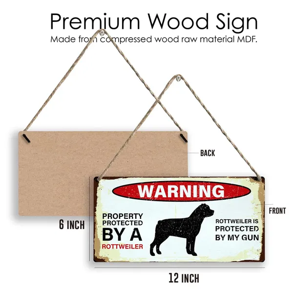 Multicolor_Warning_Property_Protected_By_A_Rottweiler_Wood_Sign_Rottweiler_Wooden_Signs_Rustic_Hanging_Plaque_Home_Wall_Art_12"_X_6"_Sign_Wall_Decor_|_For_Home