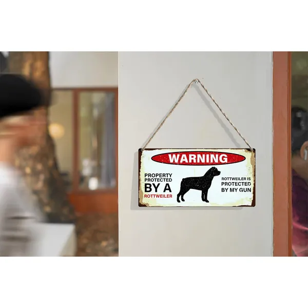 Multicolor_Warning_Property_Protected_By_A_Rottweiler_Wood_Sign_Rottweiler_Wooden_Signs_Rustic_Hanging_Plaque_Home_Wall_Art_12"_X_6"_Sign_Wall_Decor_|_For_Home