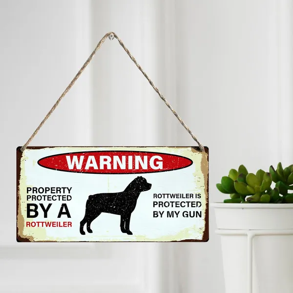 Multicolor_Warning_Property_Protected_By_A_Rottweiler_Wood_Sign_Rottweiler_Wooden_Signs_Rustic_Hanging_Plaque_Home_Wall_Art_12"_X_6"_Sign_Wall_Decor_|_For_Home